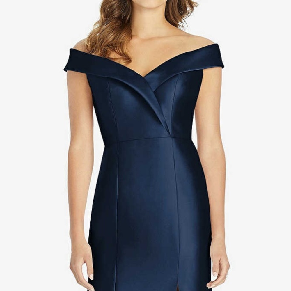 Alfred Sung D760 OFF-THE-SHOULDER TRUMPET GOWN MIDNIGHT NAVY - Picture 8 of 9